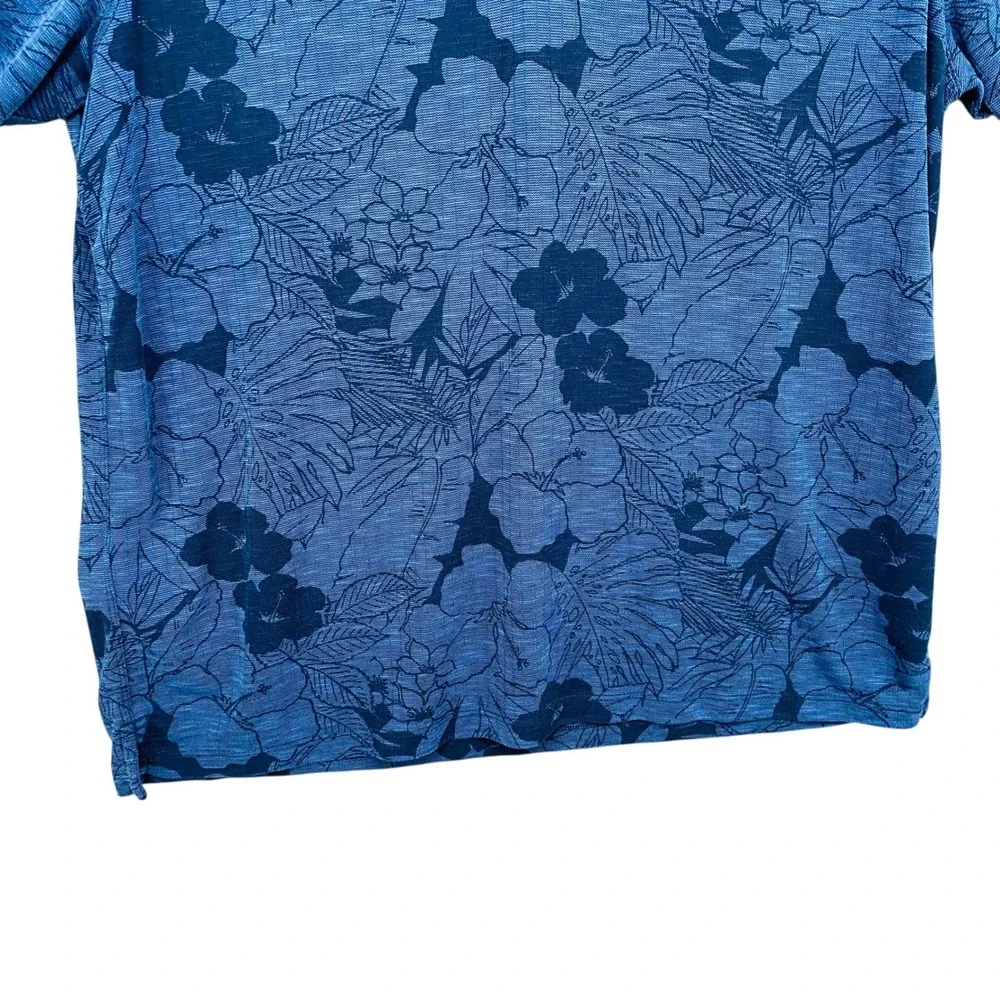 Tommy Bahama Penn University Blue Floral Tropical Polo‎ Shirt Mens XXL Tencel